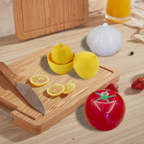 Vegetable and Fruit Storage Containers for Refrigerator, Lemon Tomato Garlic Avocado and Onion Shaped Storage, Food Storage Containers with Lids, ...