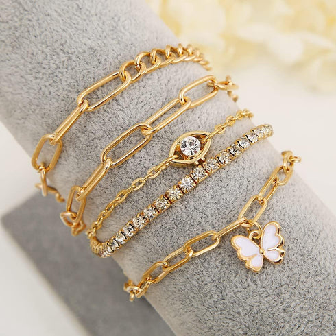 57 PCS Gold Silver Jewelry Set With 4 PCS Necklace, 3 PCS Bracelet, 14 PCS Ear Cuffs Earring, 12pcs Hoop Earrings,24pcs stud earrings for Women Fo...
