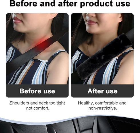 2 Packs Car Seatbelt Covers Shoulder Pad, Universal Soft Faux Sheepskin Shoulder Cover for Comfortable Driving, Fluffy Seat Belt Protector Help to...