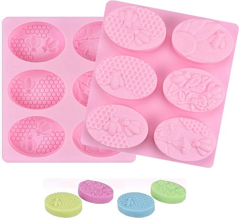 2Pcs Bee Silicone Soap Molds, Honeycomb Molds for Chocolate Jelly Candy Making...