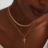 Dremmy Studios Dainty Gold Choker Necklace for Women 14K Gold Plated Coin Disc Figaro Layered Beaded Flat Mariner Sideways Cross Wishbone Link Cla...