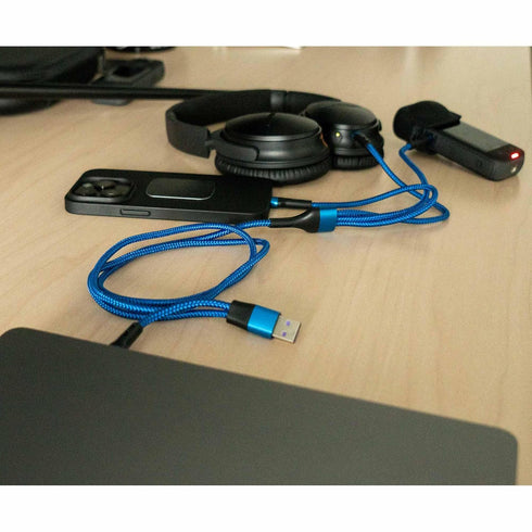 48" Nylon Braided Multi Fast Charge Cable with USB and USB C Input and 3 in 1 Charging Options Type C/Lightning/Micro USB for Most Phones, Cameras...