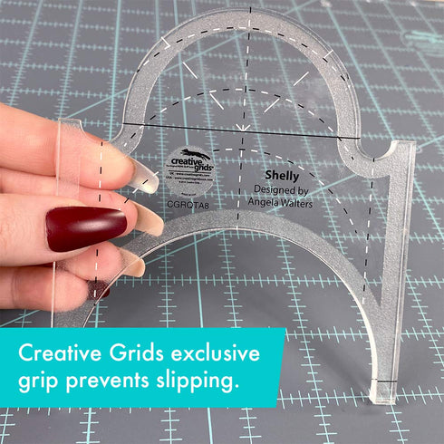 Creative Grids Machine Quilting Tool Shelly – CGRQTA8 – Made in USA Non-Slip Grip Acrylic Quilting & Sewing Template Ruler for Free-Motion Quilt P...