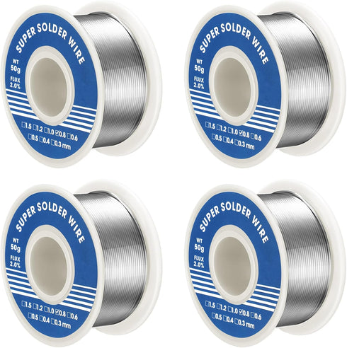 4 Pack Sn60 Pb40 Tin Rosin Core Solder Wire Content 2.0% Solder Flux for Electrical Soldering Electronics Repairing Circuit Board DIY Home Applian...