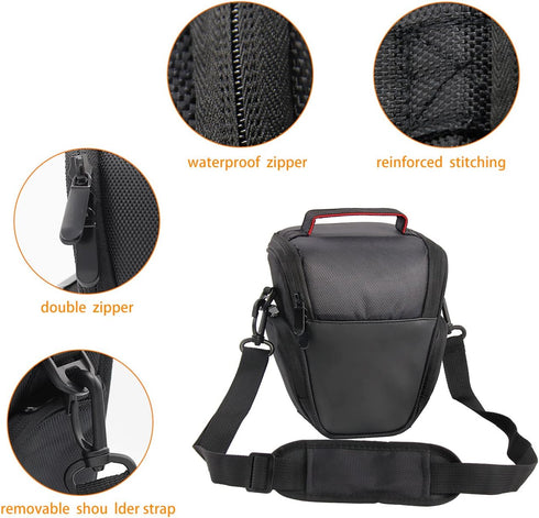 FOSOTO DSLR Camera Case Nylon Holster Bag Compatible for Nikon D3300 D3400 D3500 D5300 D5600 B700,Canon EOS Rebel XT XTi T6 T5i T3i SL2 1300D,Pent...