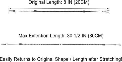 Elastic Tether Lanyards (Pack of 8) for Stylus Pens with Top Port, Retractable Coiled Spring Lobster Clasp Hook Earphone Jack (Black)......