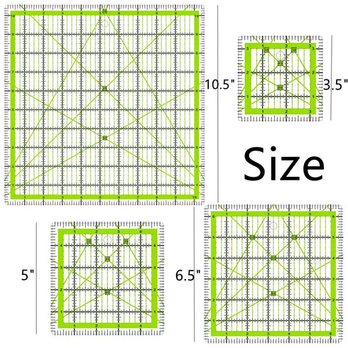 Quilting Rulers,4 Quilting Templates Square Ruler (3.5"X3.5", 5"X5", 6.5"X6.5", 10.5"X10.5"),Quilting Rulers Acrylic Rulers Fabric Cutting Ruler w...