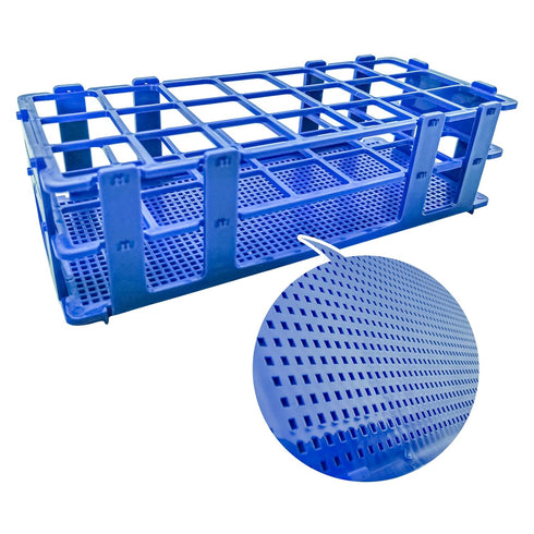 3 Packs Plastic Test Tube Rack, 21 Holes Lab Test Tube Rack Holder for 30mm Test Tubes, Blue, Detachable (21holes)...