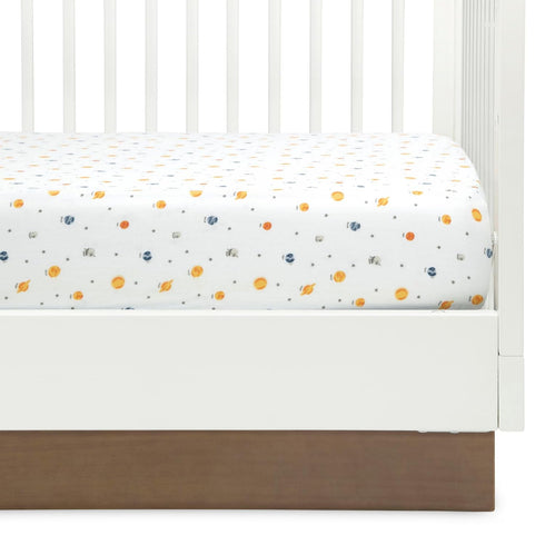 Delta Children Fitted Crib Sheets for Girls and Boys - Crib Sheet for Standard Crib and Toddler Mattresses - 28x52 Inch (Pack of 2), Space Explora...