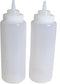 SET of 3, 32 Oz. (Ounce) Large Clear Squeeze Bottle, Condiment Squeeze Bottle, Open-tip, Wide Screw-on Spout, Polyethylene Durable Plastic, Diner ...