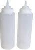 SET of 3, 32 Oz. (Ounce) Large Clear Squeeze Bottle, Condiment Squeeze Bottle, Open-tip, Wide Screw-on Spout, Polyethylene Durable Plastic, Diner ...