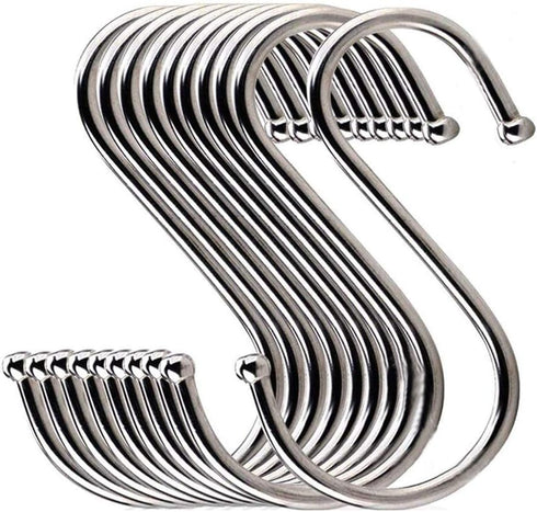 Heavy Duty Metal Chrome Plated S Shape Hooks, Set of 10 (Large)...