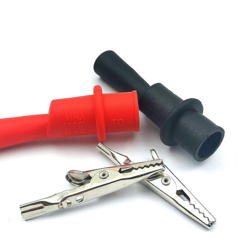 2 Pair Silicone Alligator Clips Set, Professional 1000V 10A Alligator Clip Test Kit, Banana Test Lead Probe Clip, Test Extension Compatible with F...