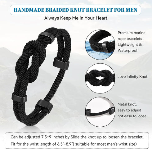 TempBeau Love Knot Bracelet Gift for Men - Braided Cord Rope Bracelets for Men,String Bracelet with Infinity Knot Anniversary Birthday Gifts...