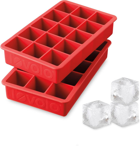 Tovolo Perfect Cube Ice Tray Set of 2 (Candy Apple) - Reusable Silicone Molds for Whiskey, Cocktails, Coffee, Bartender Accessories, & Smoothies /...