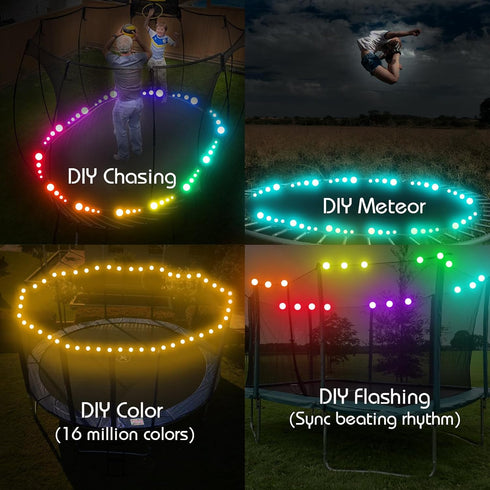 DIY LED Trampoline Lights, Change Color When Jumping Trampoline Lights with Bluetooth APP and Remote Control, Fits 8FT 10FT 12FT 14FT 15FT 16FT Tr...