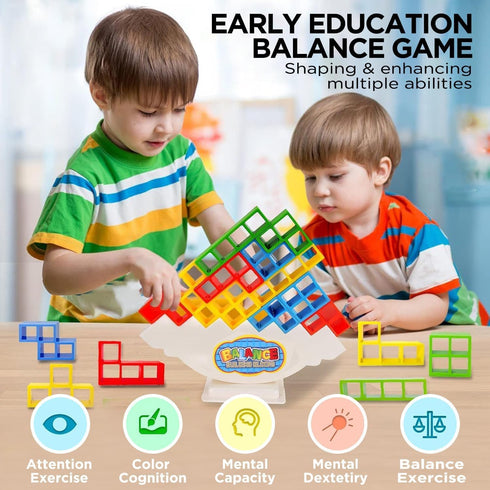 Stacking Game Balance Stacking Blocks Game, Board Games for 2 Players+ Family Games, Parties, Travel, Kids & Adults Team Building Blocks Toy (48PC...