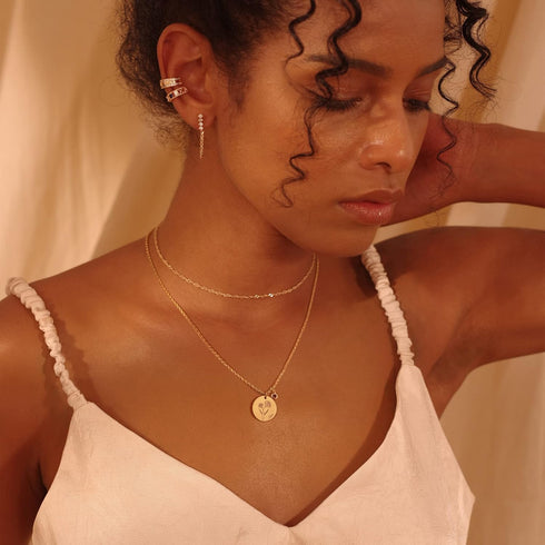 Fettero Birth Flower Necklace Gold Coin Stamp Dafodil Pendant Birthstone Aquamarine Month March 18K Gold Vacuum Plated Dainty 2MM Twist Rope Chain...