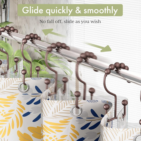 Amazer Shower Curtain Rings, Stainless Steel Shower Curtain Hooks Rings, 12 Pcs Double Glide Shower Rings for Bathroom Shower Curtain Rods Dual Ru...