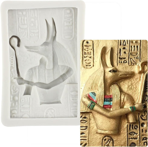Egyptian Anubis Silicone Fondant Mold Anubis Sphinx Mummy Chocolate Mold Egypt Candy Molds For Sugar Cake Decorating Cupcake Topper Gum Paste Poly...