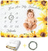Sunflower Baby Monthly Milestone Blanket for Girls, Newborn Yellow Floral Month Blanket, Soft Flannel Photography Background Prop Blanket, Persona...