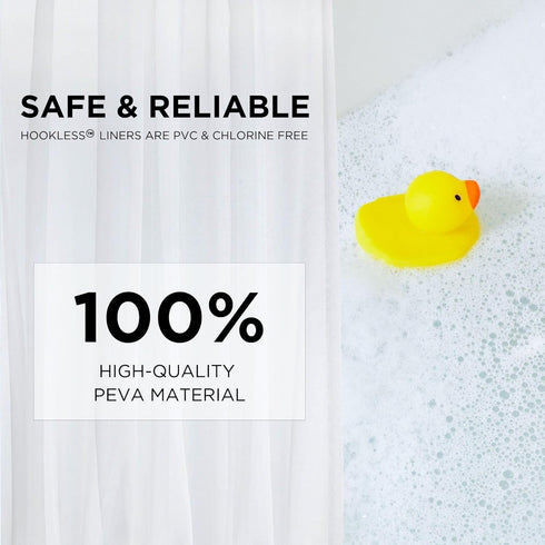 Hookless Full Length 2-in-1 Chlorine-Free PEVA Shower Curtain with Flex-On Rings for Easy Installation, 71" x 74", Water-Repellent, Easy Install, ...