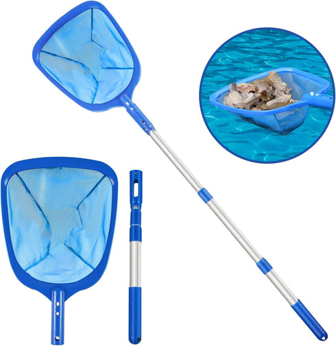 tuphen Pool Leaf Skimmer Net Cleaner - 3 Section Telescopic Pole Fine Mesh Deepwater Net Cleaning Leaves and Debris Pond Net...