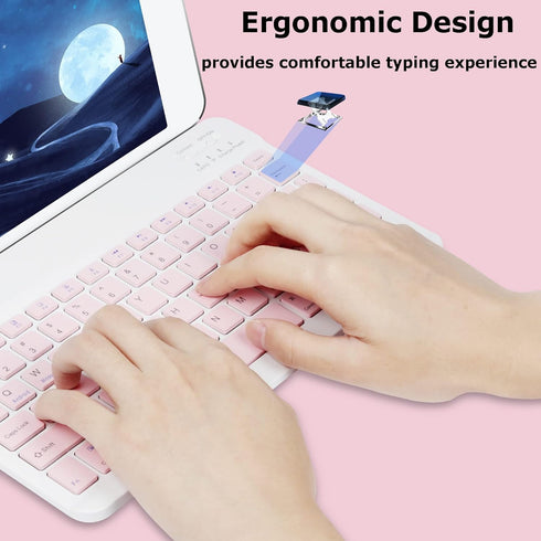 Bluetooth Wireless Keyboard and Mouse Combo,Ultra-Slim Ergonomic Small Rechargeable Bluetooth Keyboard Mouse Set for Apple iPad iPhone Samsung Tab...