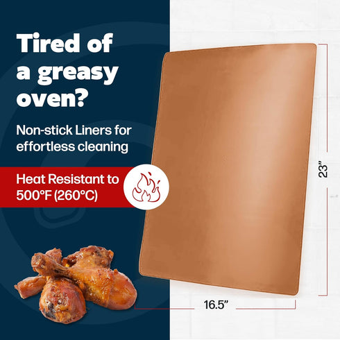 Cooks Innovations Non-Stick Oven Protector Mat - 2 Heavy Duty Nonstick Rack Liners to Protect Convection, Electric, Gas & Microwave Ovens - BPA & ...