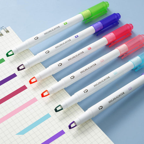 M&G 6 Pcs Cute Dual Tip Highlighters, Rainbow Color No Bleed Dry Quick Chisel Tip Highlighters, Perfect for School,Office, Bible, Notes (Rainbow)...