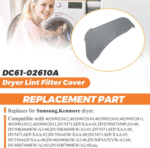 DC61-02610A Dryer Lint Filter Cover by Beaquicy - Replacement for Samsung Dryer