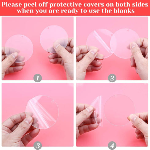 Acrylic Keychain Blanks for Vinyl, Ornament Acrylic Blanks Keychain Bulk Clear Acrylic Round with Hole for Engraving DIY Projects, Art Crafts (2.5...