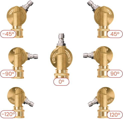 Giraffe Tools Pressure Washer Pivoting Coupler, 7 Angles Gutter Cleaner Attachment, 240 Degree Rotation, 1/4“ Quick Connect, 4000 PSI...