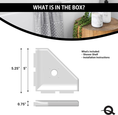 Questech 5" Shower Soap Dish Shelf for Inside Shower, Lugged for New Construction, Bath Organizer for Tiled Walls, Corner Soap Holder, Geo Lugged,...