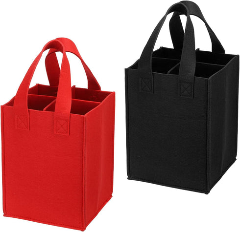 PATIKIL 4 Bottle Wine Carrier Tote Bag, 2 Pack Wine Bottle Carrying Bag with Divider Reusable Wine Storage Bag Felt Grocery Bags Portable Gift Bag...