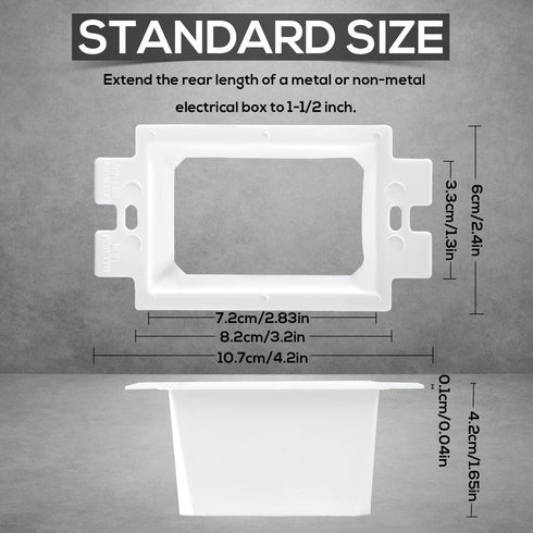 8pcs BE1-2 Electrical Outlet Box Extenders, 1 Gang/Single Gang Electric Box Extension with 16pcs Screws Power Switch Receptacles Accessories (Whit...