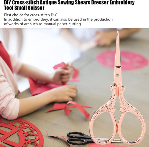 Antique Style Stitch Embossed Stainless Steel Scissors, Cutting Scissors Handle For Diy And Artwork Metal Scissors(Rose Gold)...