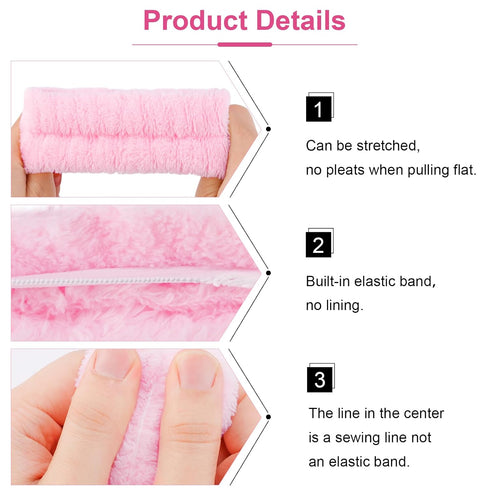 VELSCRUN 4 Pcs Spa Headband, Face Wash Headband, Skincare Headbands, Makeup Headband, Pink Puffy Sponge Hair Band Bow Tie Bubble Spa Headband Wris...