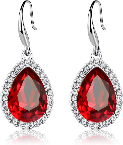 Austrian Crystal Teardrop Dangle Drop Earrings for Women Dangling 14K Gold Plated Hypoallergenic Jewelry...