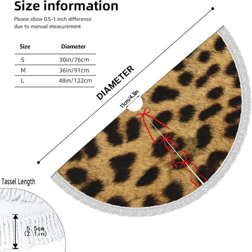 Christmas Tree Skirt 48" Inch Leopard Animal Print Xmas Tree Skirt Mat with White Tassel for Party Holiday, Tree Skirt Christmas Decorations...