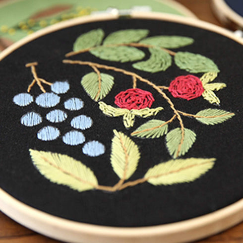 Sanlykate Full Range Embroidery Starter Kit - Embroidery Cloth with Pattern and Instructions, including Bamboo Hoop, Color Threads, Tools Kit for ...