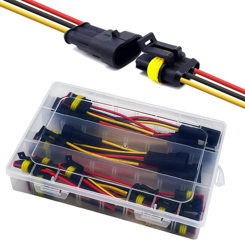 18 AWG 3 Pin Connector Waterproof Wire Connectors 3 Pin Automotive Electrical Connectors Quick Disconnect 3 Wire Connectors with 18 Gauge Wire (10...