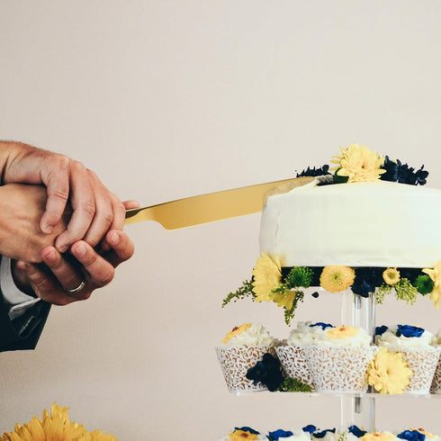 Today's Present Gold Wedding Cake Knife and Server Set, Stainless Steel Cake Cutting Set for Wedding Include Cake Knife And Cake Pie Server Perfec...