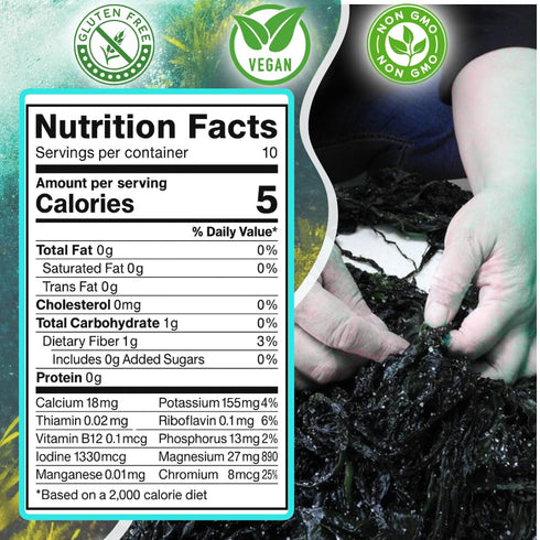 Ocean's Balance Organic Whole Leaf Kombu – Maine Coast Vegetables for Keto, Paleo, Vegetarian & Vegan Diets – Sweet Seaweed Gluten Free Products (...