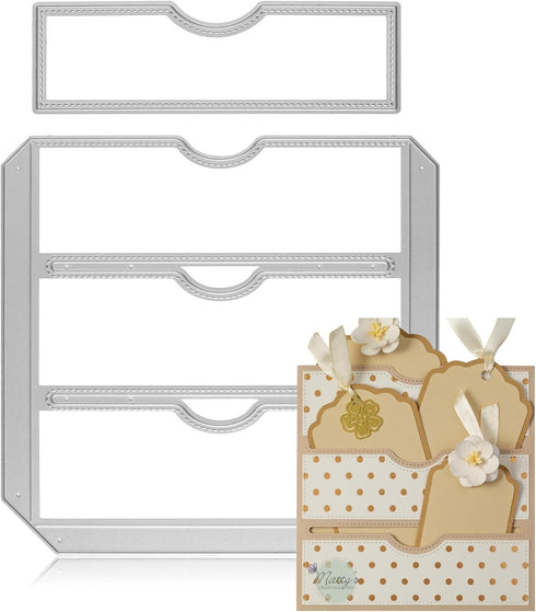 Stitched Slots Pocket Die Cut Set - Large Pocket Die, Metal Cutting Dies for Card Making, Paper Crafting, Scrapbooking Supplies - by Matty's Craft...