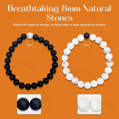 Lucky Feather Long Distance Relationships Couples Bracelets - A Reminder of Love and Strength During Time and Distance Apart (2 Piece Set) Couples...