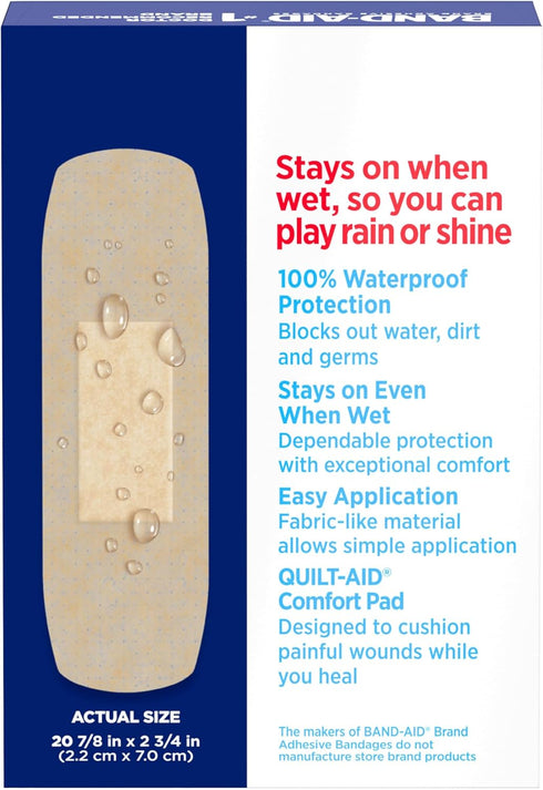 Band-Aid Brand Water Block Flex 100% Waterproof Adhesive Bandages for First-Aid Wound Care of Minor Cuts, Scrapes & Wounds, Ultra-Flexible Design,...