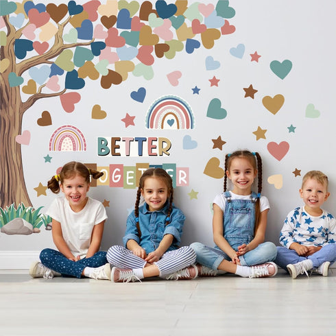 Adduster 108 Sheet Tree Bulletin Board Set - Classroom Tree Bulletin Board Set Heart Cutouts Classroom Bulletin Tree Wall Decor Supplies for Schoo...