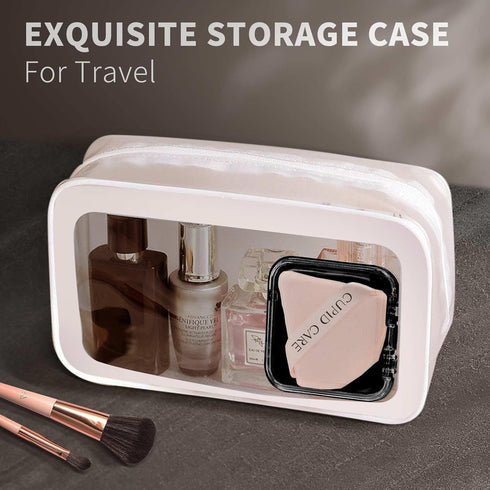 6 Pcs Triangle Powder Puff with 2 Travel Cases, Setting Powder Puffs for Face Powder and Foundation, Velour Makeup Puff for Loose Powder Body Powd...