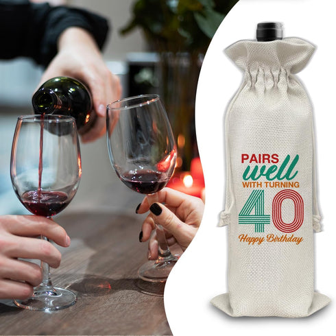 40th Birthday Gifts Wine Bag Congratulations Gifts for Women Men Parents Mom Dad Anniversary Favors 1984 with Time Information Wine Gift Bag...